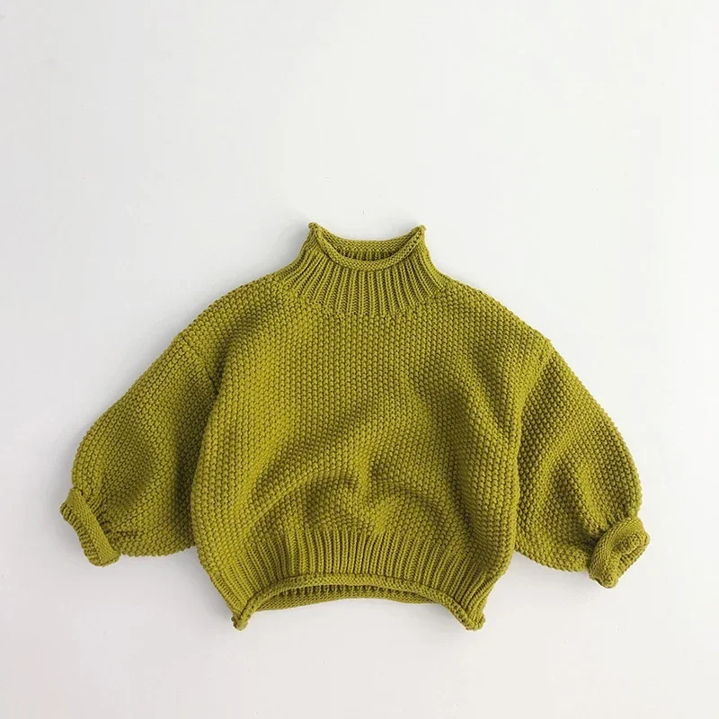 

For 1-6Y Winter Vintage Style Kids Boys Knitwear 4 Colors Toddler Baby Solid Turtleneck Girls Sweater Coat