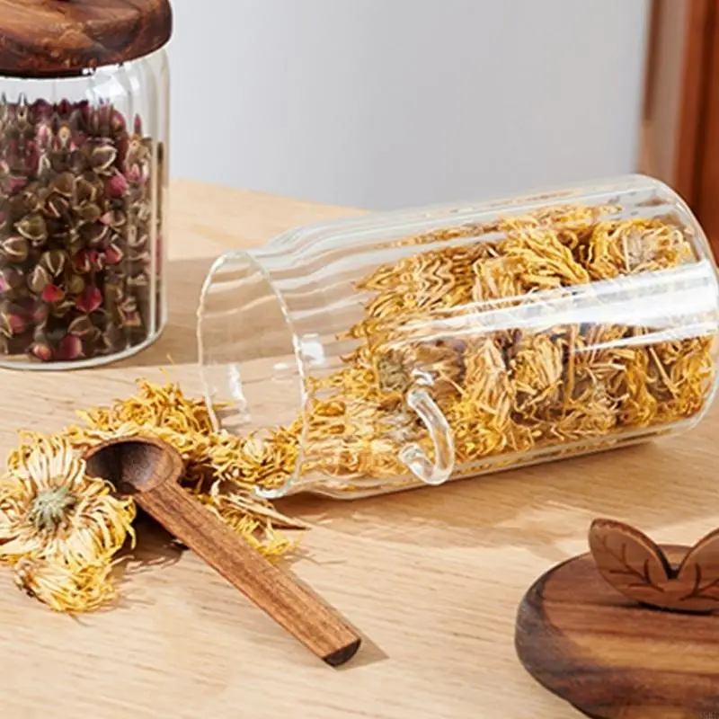 Multifunctional Glass Storage Jar Including Spoon High Borosilicate Glass Sealed Seal for Kitchen Pantries Home Office Use 55KF