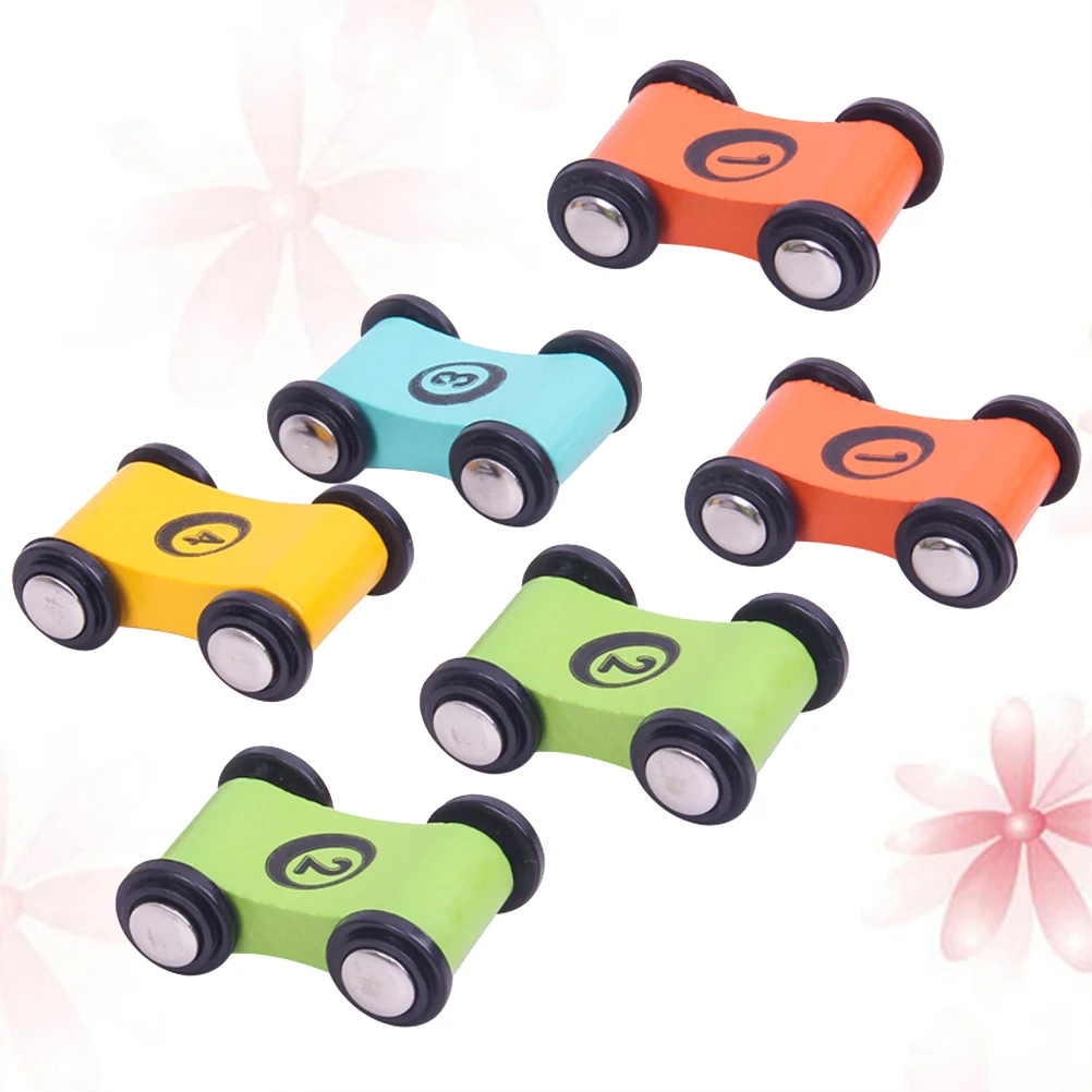 

6 Pcs Wooden Board Game Racing Car Toy Cars Toys Children Model Cognitive for Kids