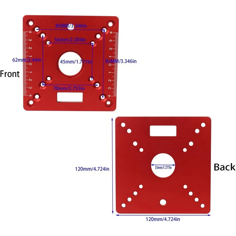 1 Piece Router Table Insert Plate,Mini Square Woodworking Bench Router Flip Plate Multifunctional Trimming Engraving Table Red