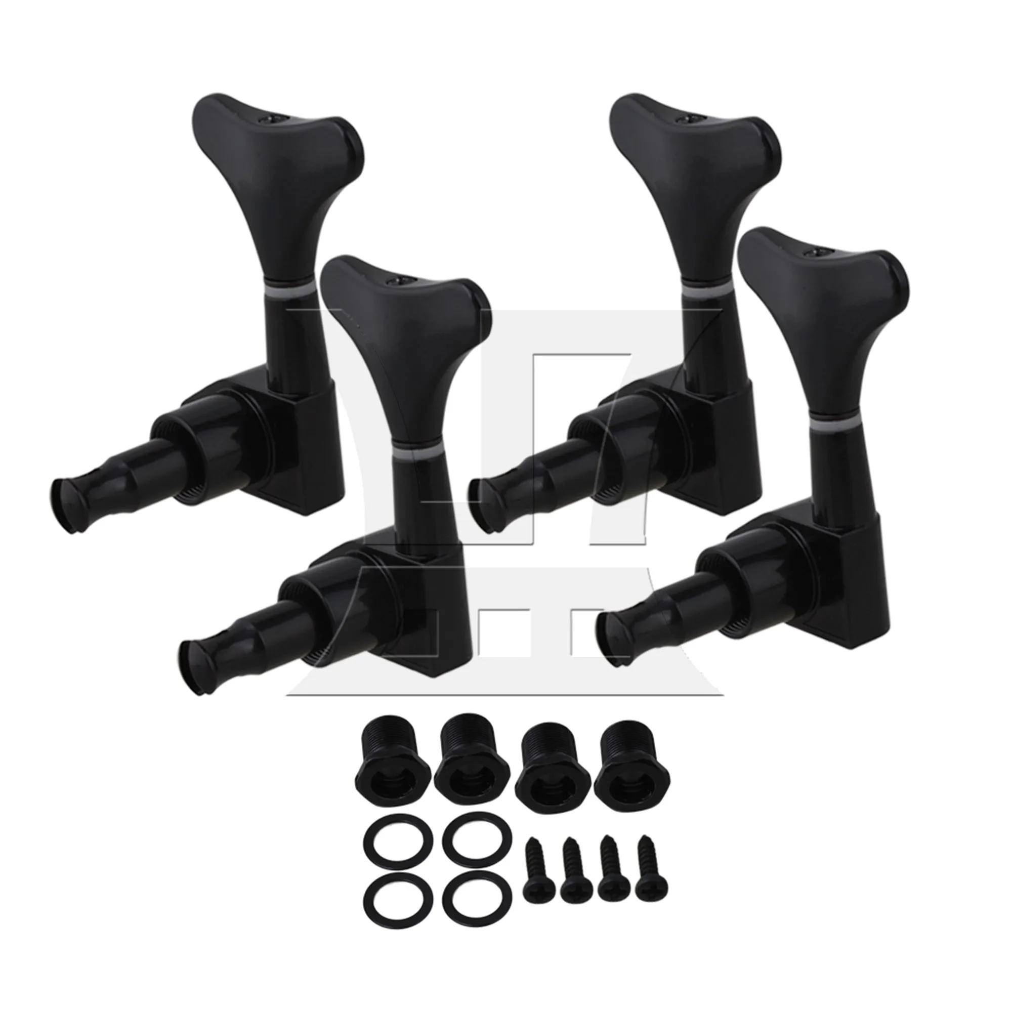 YIBUY Black 4 Right Hand Sealed BASS TUNERS Machine Heads Set