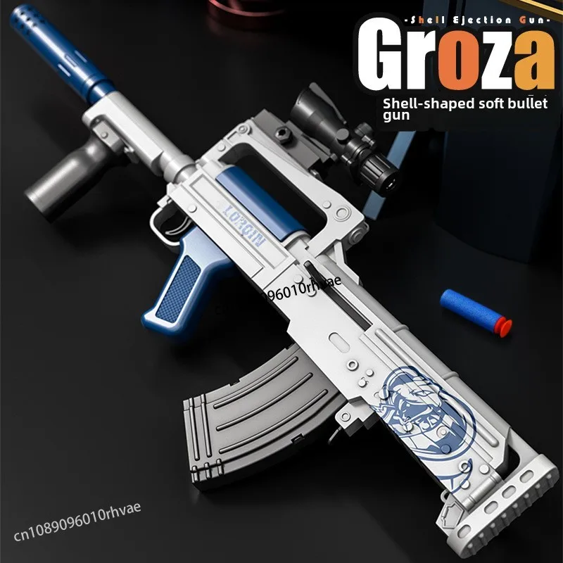 New Groza Dog-Type Soft Bullet Assault Rifle Shooting Model Electric Firing Boy Toy Gun 2025 Christmas Gift 2025