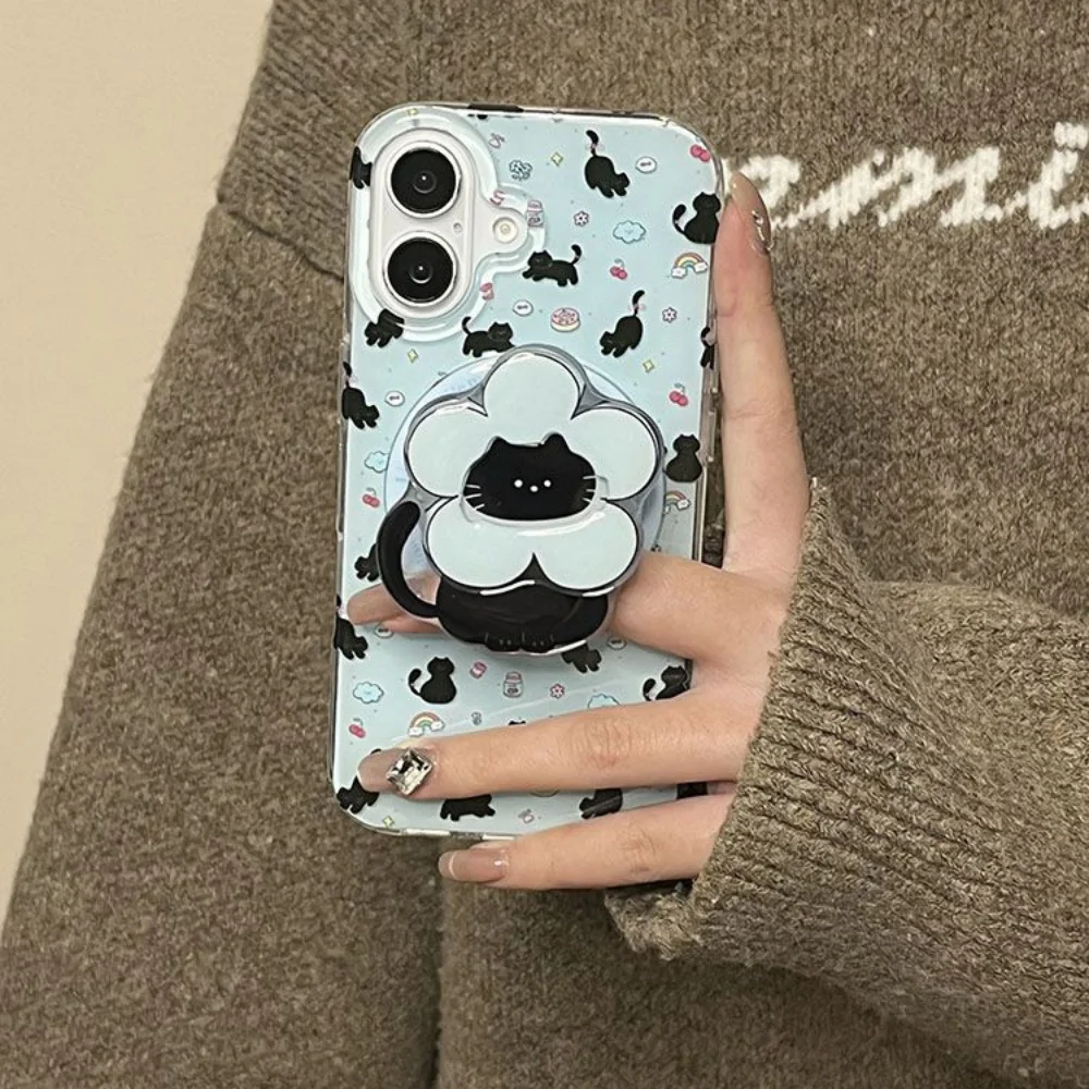 

Милый мультяшный шарф с котенком для Magsafe, магнитная подставка для телефона Griptok, подставка для кольца на палец, полная поддержка для iPhone 17, кронштейн для девочек