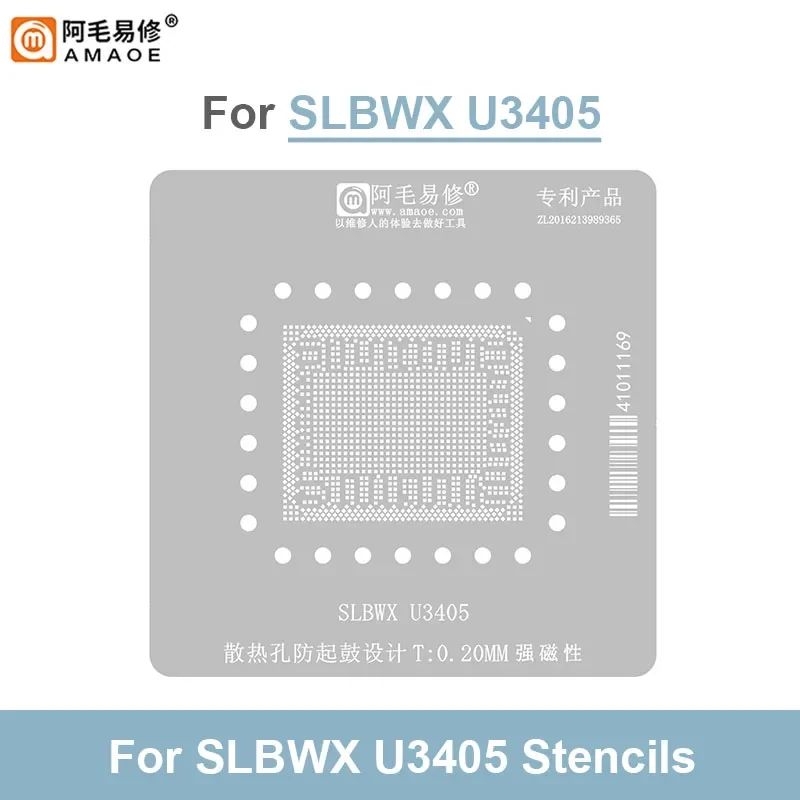 AMAOE SLBWX U3405 BGA Reballing Stencil Template Station Set Notebook CPU Chip Maintenance Planting Tin Platform Kit