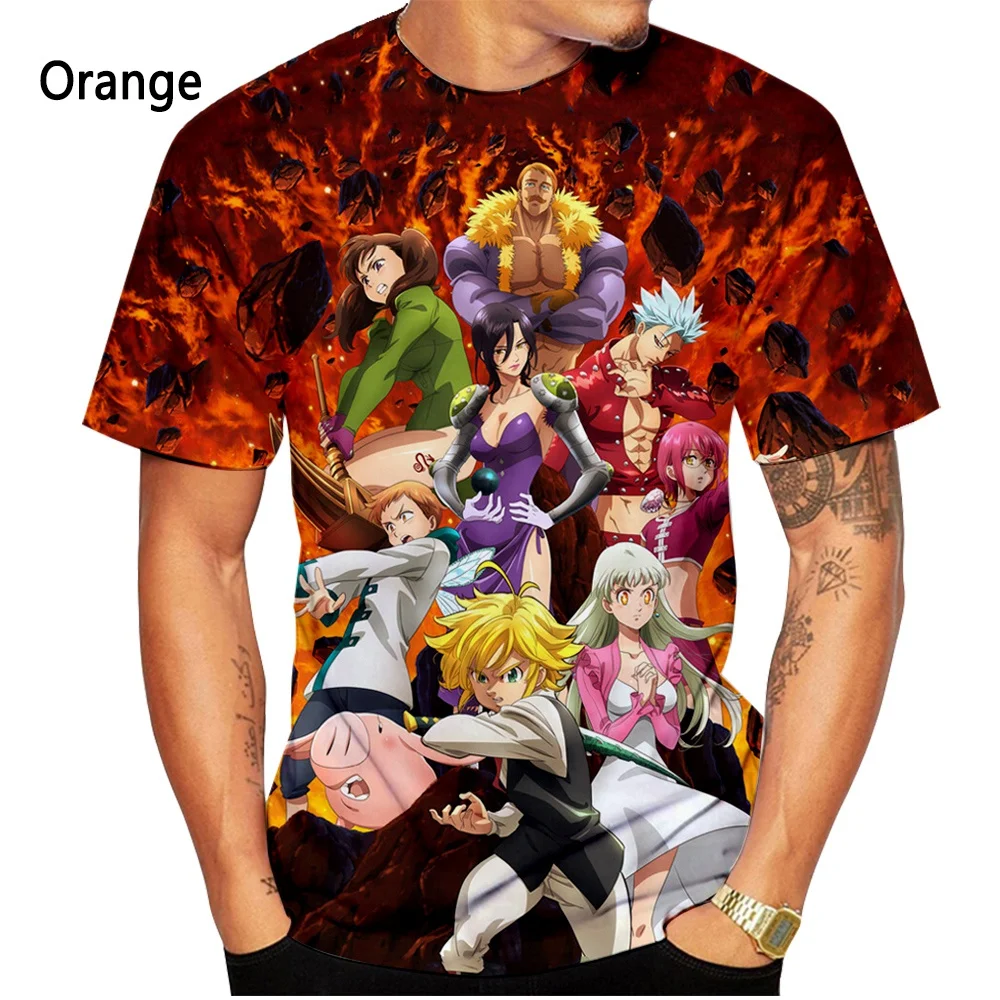 Anime Seven Deadly Sins 3d Printing T-shirt Men's and Women's Summer Fashion Casual Round Neck Short-sleeved Shirt Children Tees