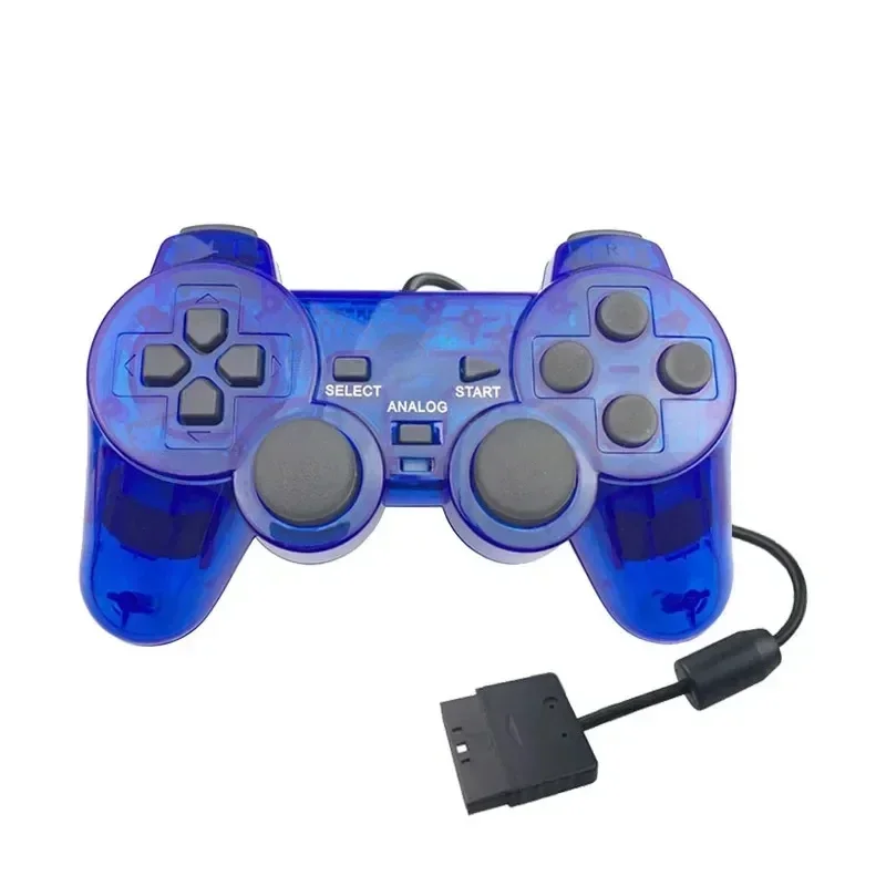 Transparent Color Wired Gamepad for PS2 Console Handle Remote Gaming Controller Joystick for PS2 Manette Joypad