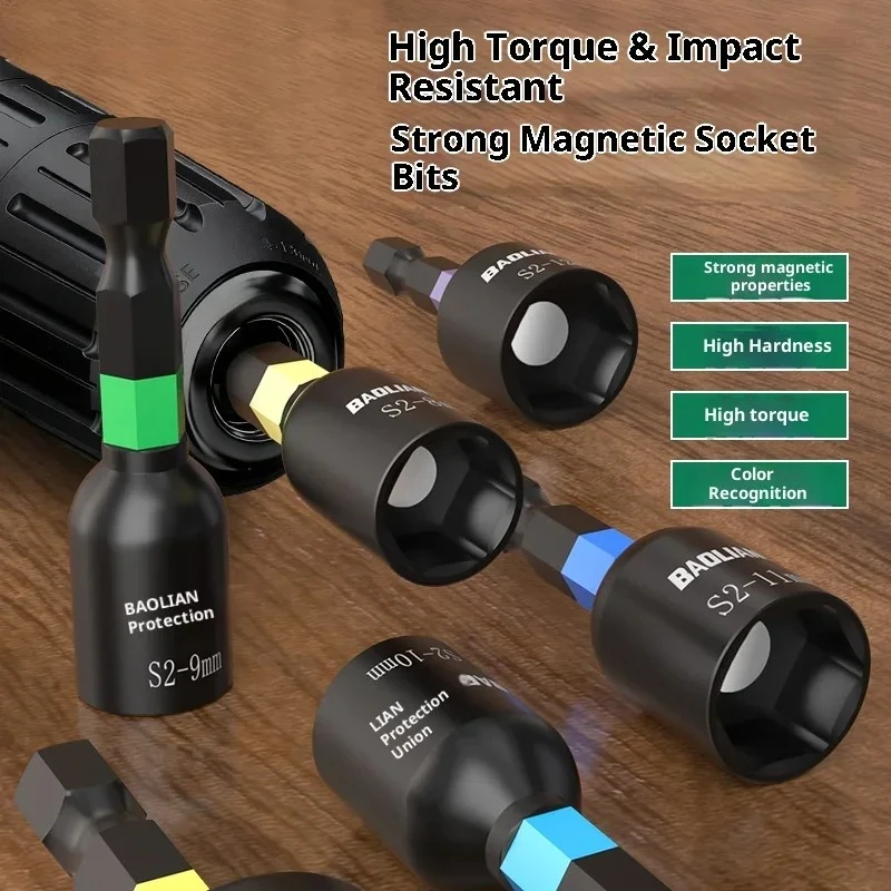 Impact Screwdriver Kit Electric Black Magnetic Sleeve Series Hexagonal Drill Drive Bits Tool Handle Adapter For Milwaukee m18