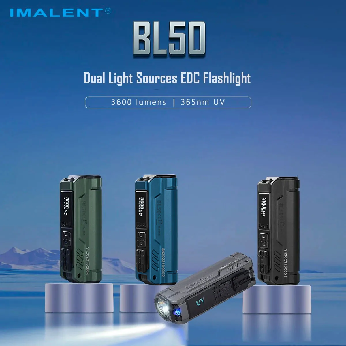 Imagem -03 - Fontes de Luz Dupla Lanterna Edc Xhp50.3 hi Led 3600 Lumens Luz Branca e 365nm uv 428m Feixe para Camping Imagolove-bl50