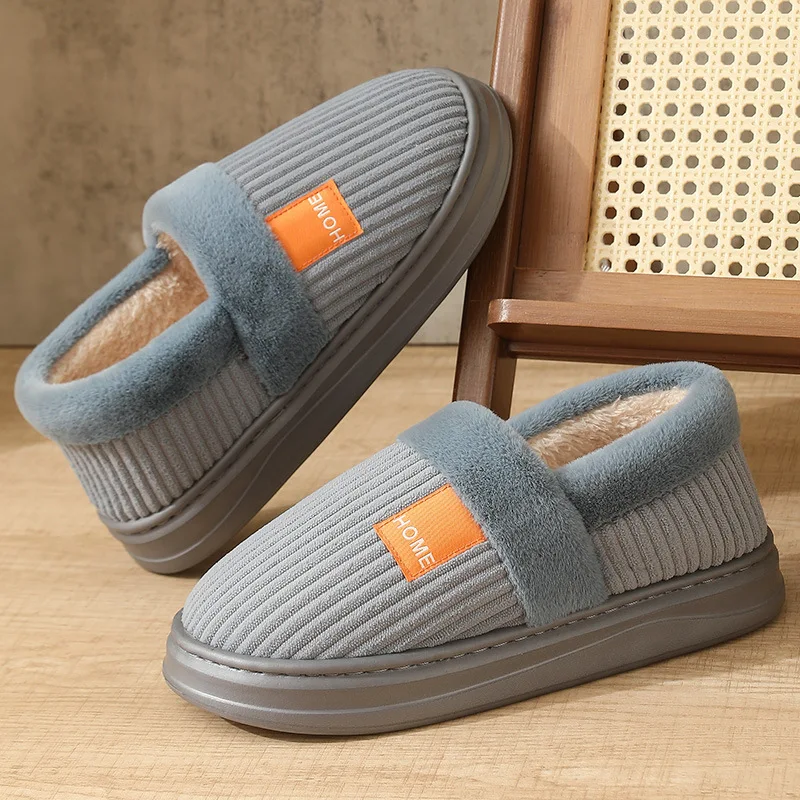 Herren-Winterhausschuhe in Übergröße, Warme Baumwoll-Pantoffeln mit Plüschfleece-Futter, Dicke Sohle, Rutschfeste Indoor-Schuhe – Detail 6
