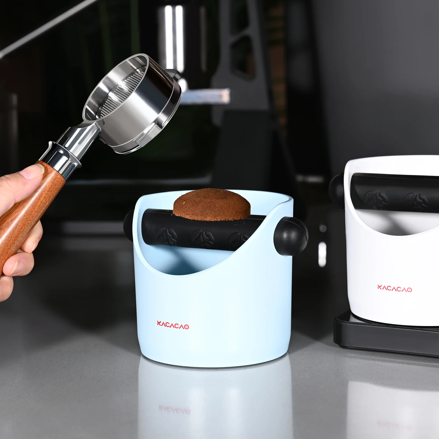 KACACAO Coffee Knock Box Anti Slip Shock-absorbent Coffee Grind Dump Coffee Grind Knock Espresso Grind Dump Waste Bin Cafe
