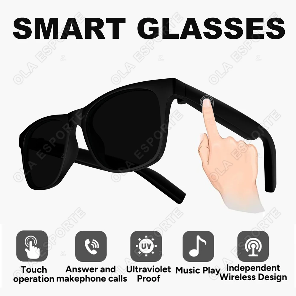 

Новые умные очки AI 2026: Спортивные солнцезащитные очки с голосовым помощником AI, воспроизведением музыки и Bluetooth-наушниками для звонков (для мужчин и женщин)