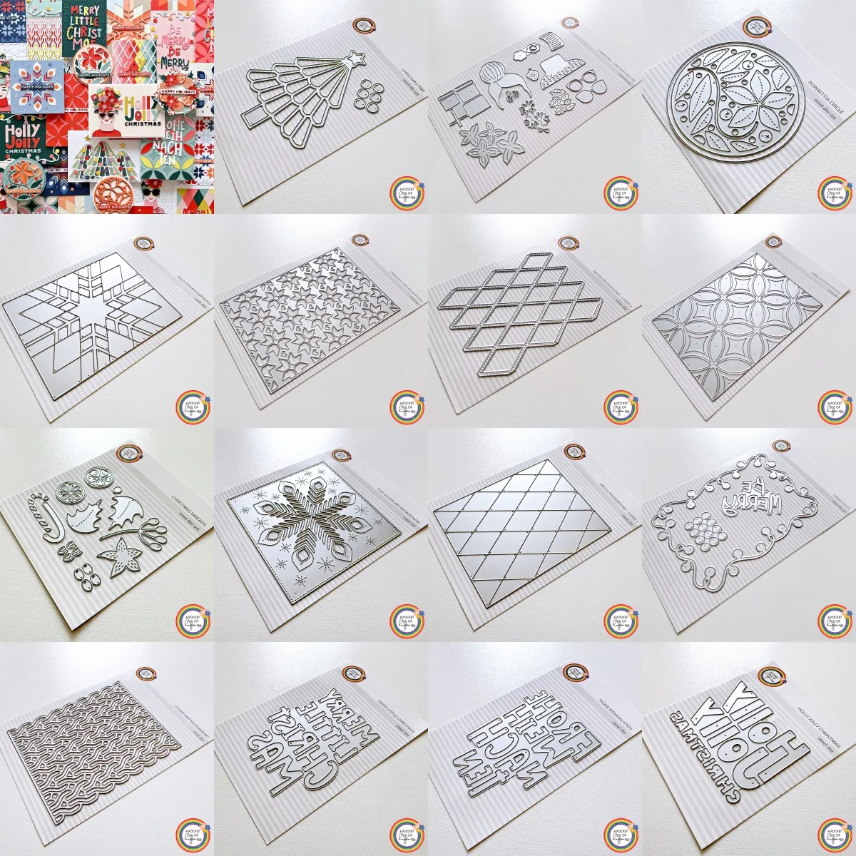 

Poinsettia Snowflake Christmas Tree Metal Cutting Dies for DIY Making Card Scrapbook Embossed Paper Album Craft Supplies