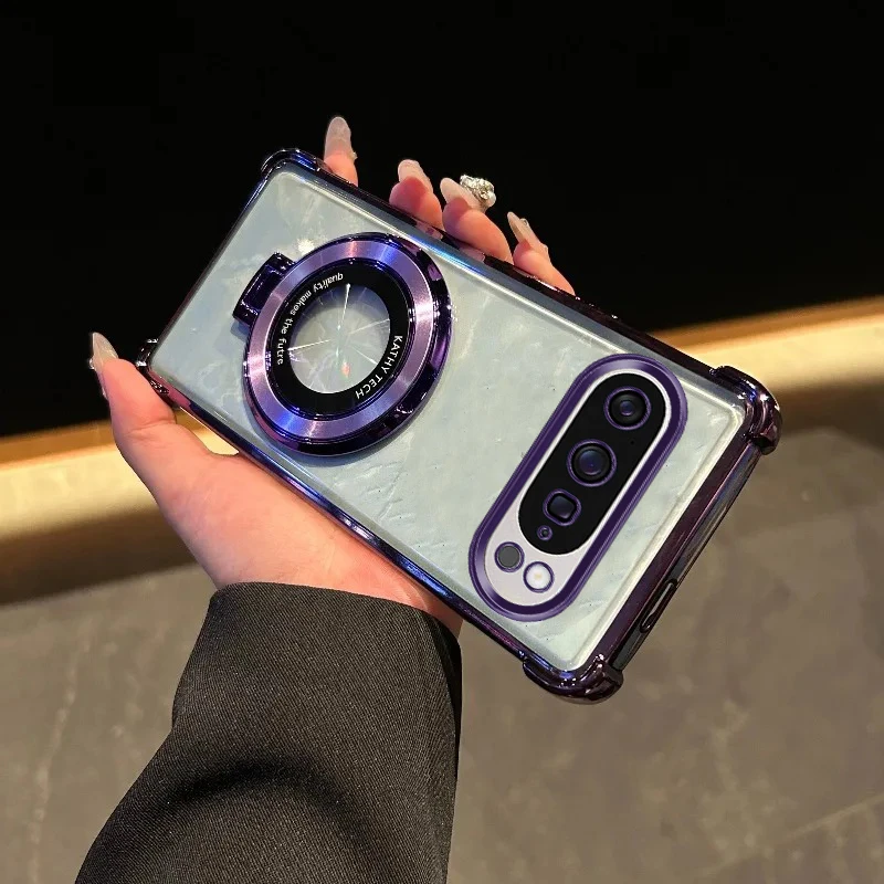 

For Pixel9 Case Luxury Plating Stand Shockproof Clear Case For Google Pixel 9A 9Pro 9ProXl Cover