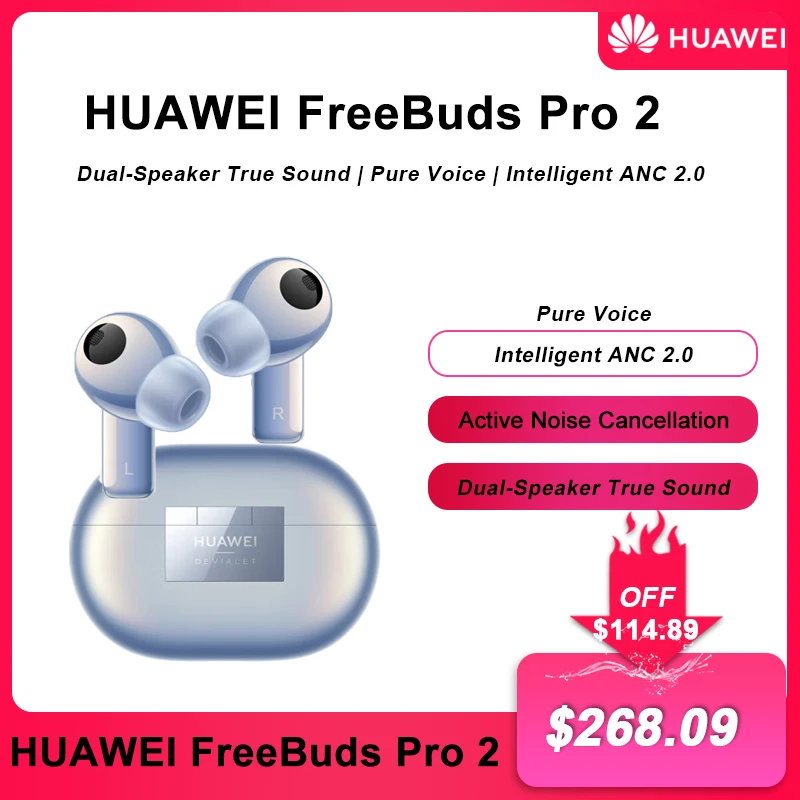 

NEW Original HUAWEI FreeBuds Pro 2 Bluetooth Wireless Earphones Intelligent ANC 2.0 Dual-Speaker In-Depth Noise Earphones