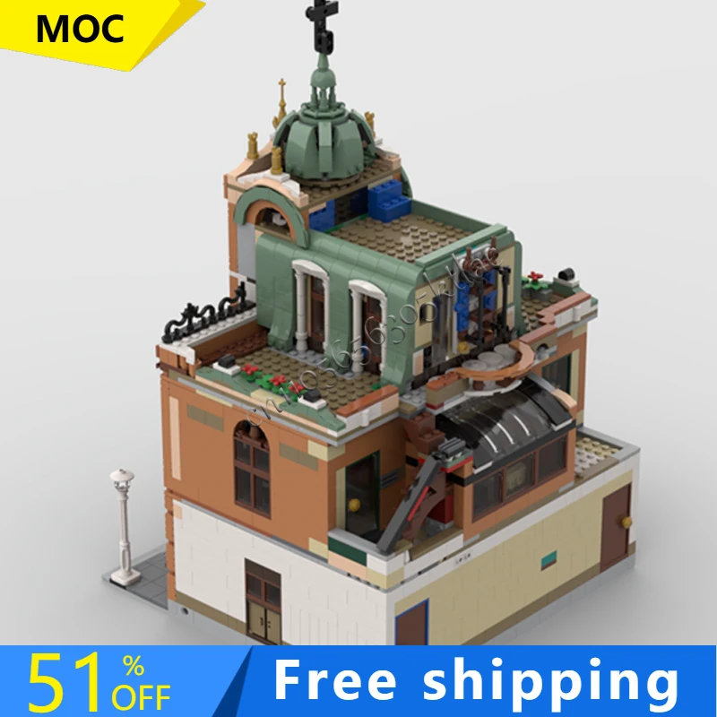 

10297 шт. MOC набор строительных блоков, средневековая городская церковная модель, креативная архитектурная игрушка, идеальная сборка, праздничный подарок для всех