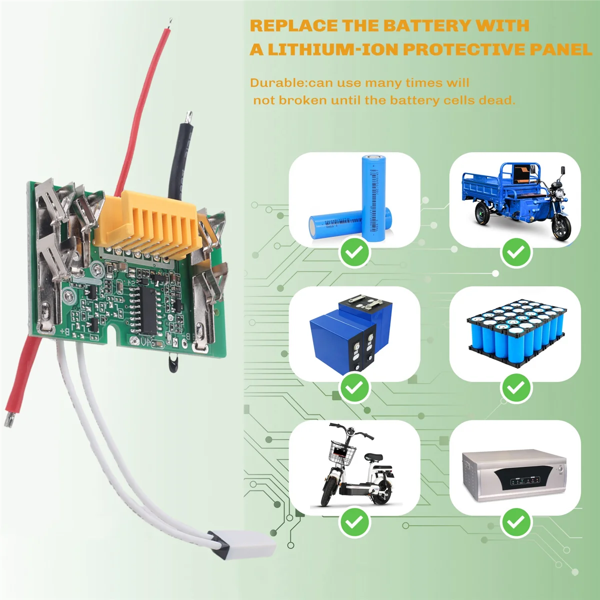 BVBV 2 Buah Bagian Papan Modul Sirkuit PCB 18V Chip Baterai Pengganti Papan PCB untuk Makita BL1830 BL1840 BL1850 LXT400
