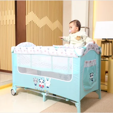 

The cheapest travel baby play pen with play entry and diaper changing table rack