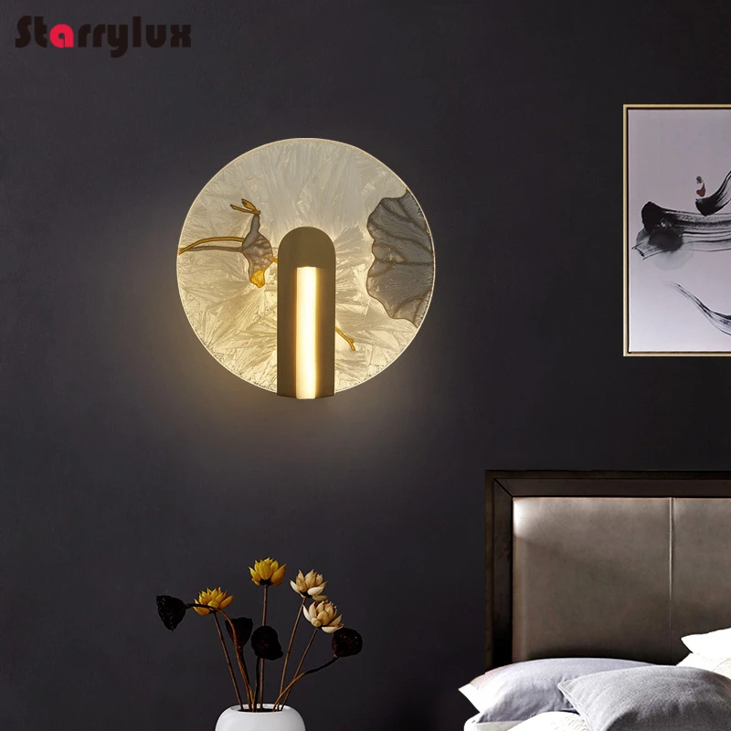 

New Chinese Style Brass Wall Lamp Enamel Painted for Living Room Bedroom Staircase Corridor