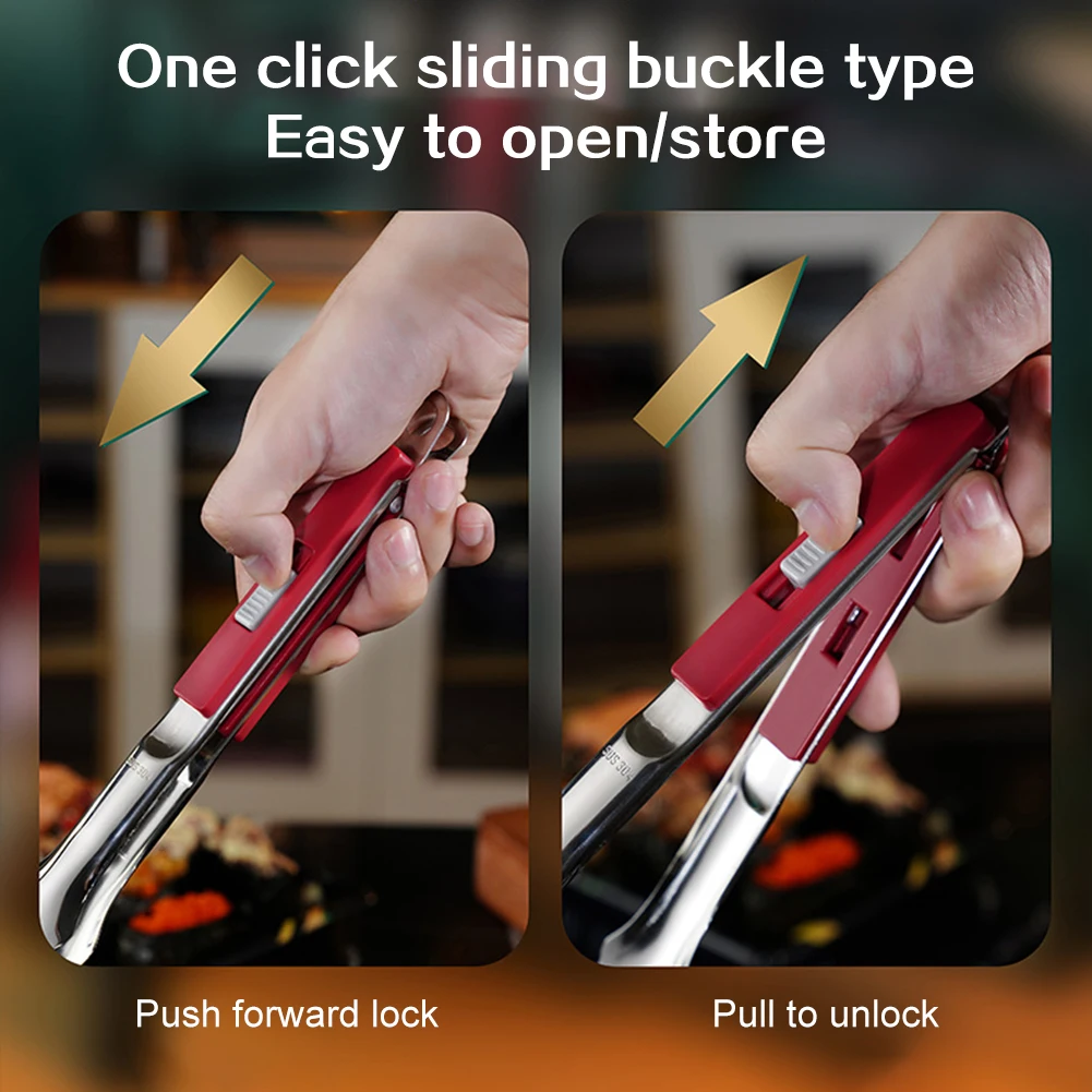 2 In 1 Spatula Tongs Double Sided Spatula Multipurpose Stainless Steel Food Flipper Clip For Beefsteak BBQ Meats Bread Fish