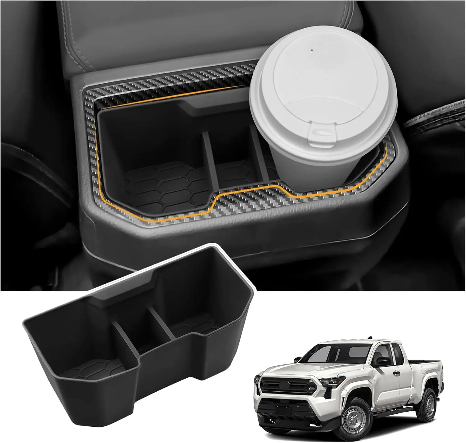 

Rear Cup Holder Compatible with Toyota Tacoma 2024 2025 2026 Accessories Silicone Material Center Console Organizer
