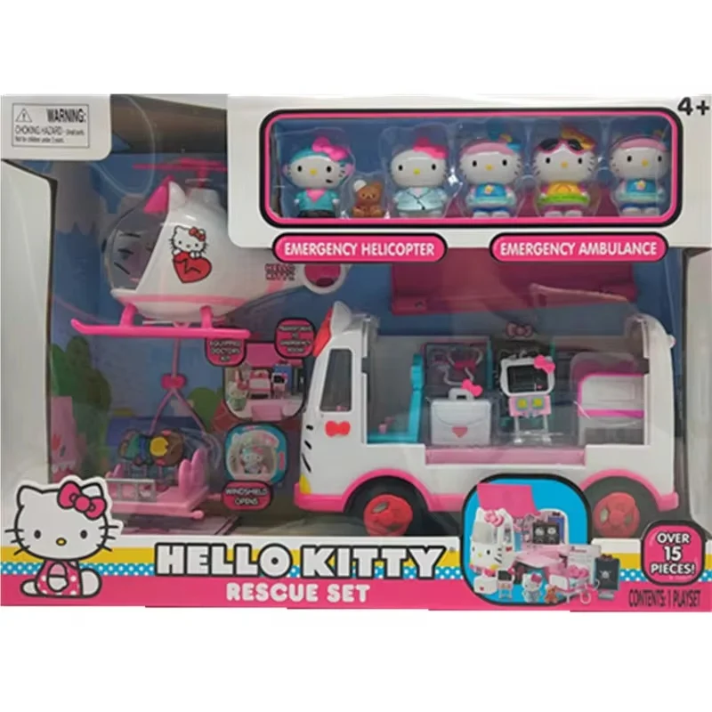 Hello Kitty Simulation Rescue Airplane Ambulance Peripheral Toys Children's Pretend Play Educational House Role Play Kids Gifts