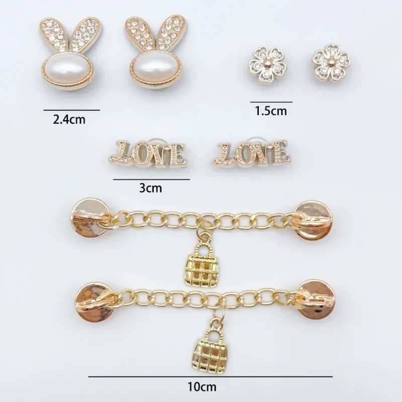 รองเท้า Charm สําหรับ Crocs DIY โซ่โลหะเพิร์ล Rhinestones รองเท้าอุปกรณ์ตกแต่ง Charms สําหรับ Clogs Bogg กระเป๋าสไลด์รองเท้าแตะ