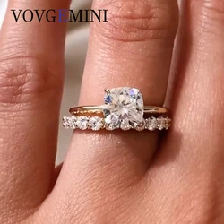 VOVGEMINI Moissanite Engagement Ring 7mm 2ct Brilliant Cushion Cut 14k Yellow Gold Au 750 Fine Jewelry Romantic Gift For Woman