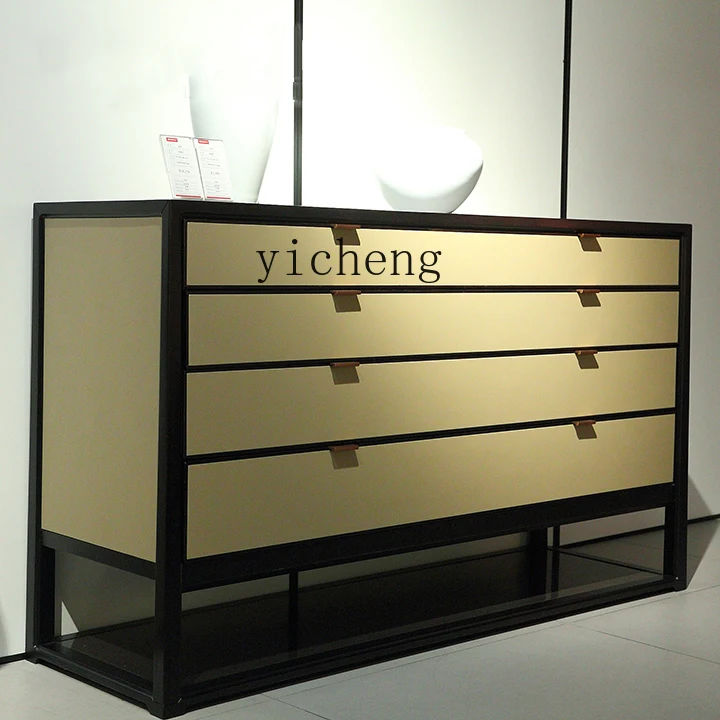 

ZYA New Chinese Style Sideboard Entrance Storage Decorative Cabinet Solid Wood Living Room Villa Furniture