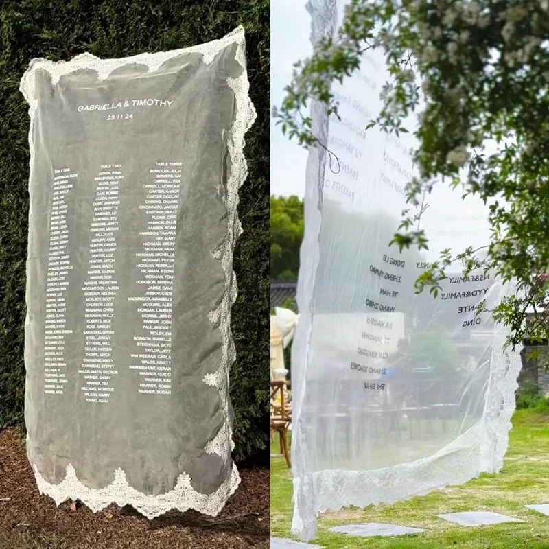 Outdoor Lawn Wedding DIY Customization Name Lace Hanging Yarn Wedding Welcome Area Photography Background Decoration Props