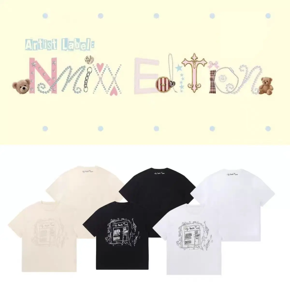 NMIXX LILY Artist Label Merchandise  Same Style Print Fan Support Pure Cotton  Outer Wear  Short-Sleeve T-Shirt