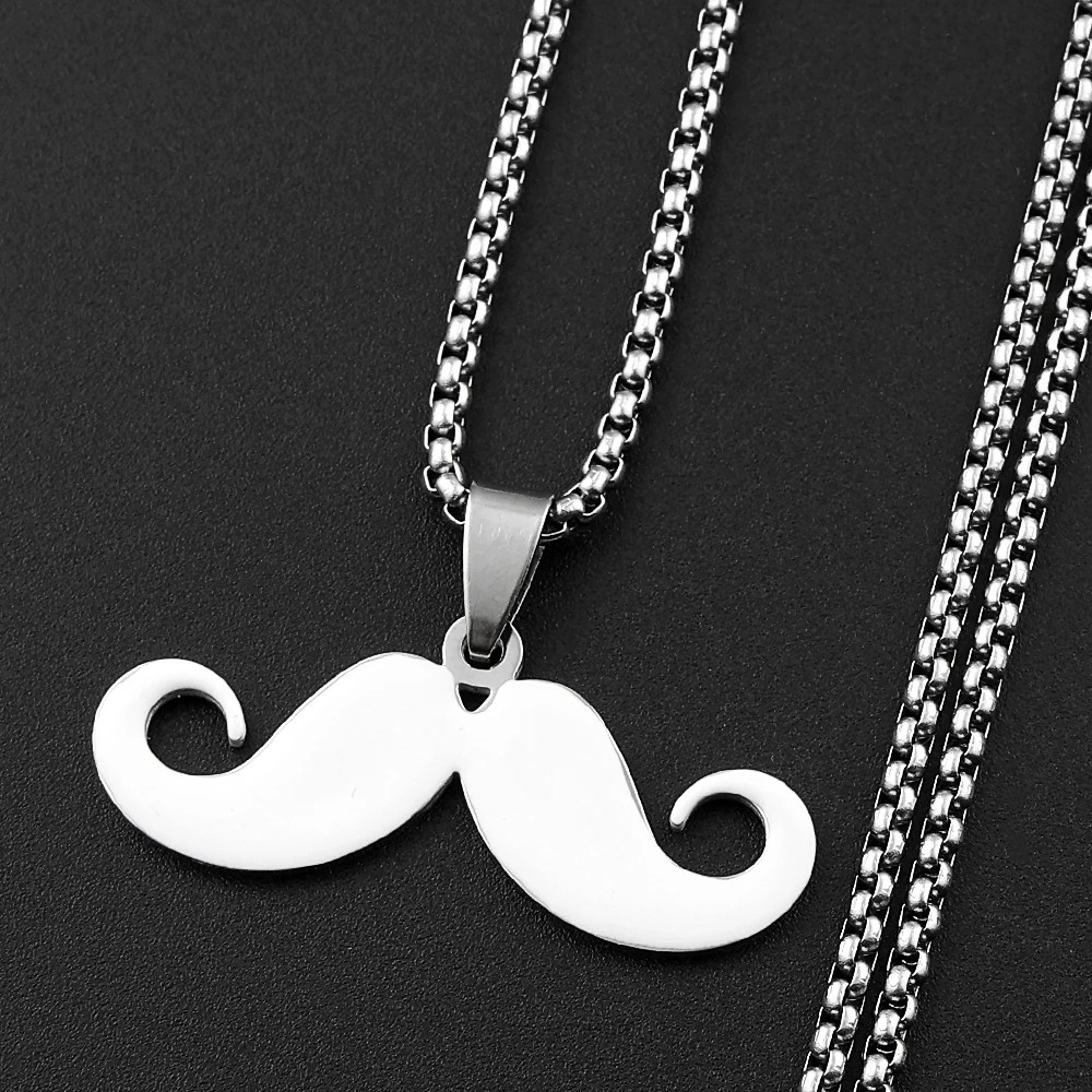 Vintage Fashion Long Mustache Necklace For Women Men Stainless Steel Hiphop Party Various Colors Chain Jewelry Daily Wear Gifts
