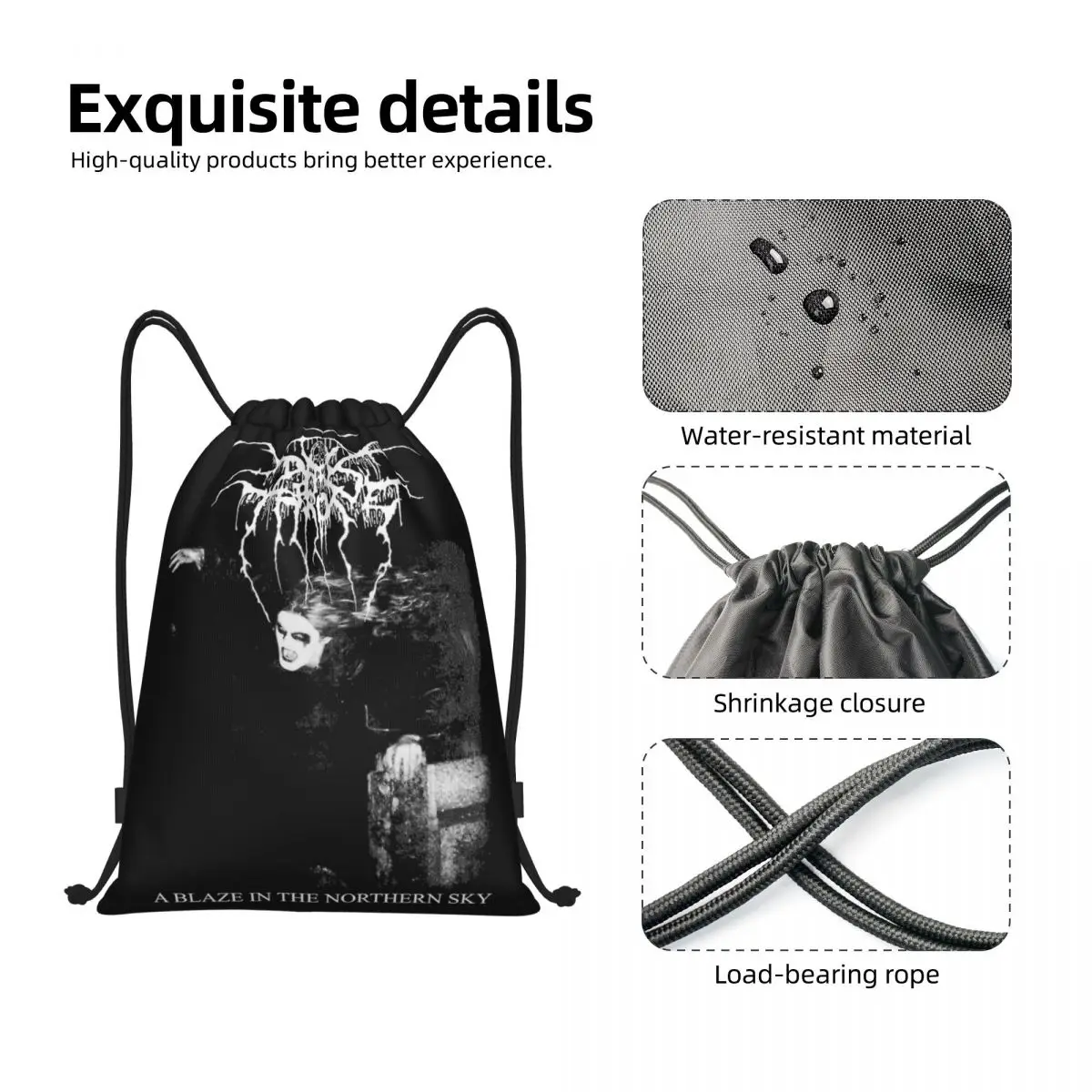 Darkthrone A Blaze In The Northern Sky Drawstring Bags Sports Backpack Gym Sackpack String Bag for Exercise