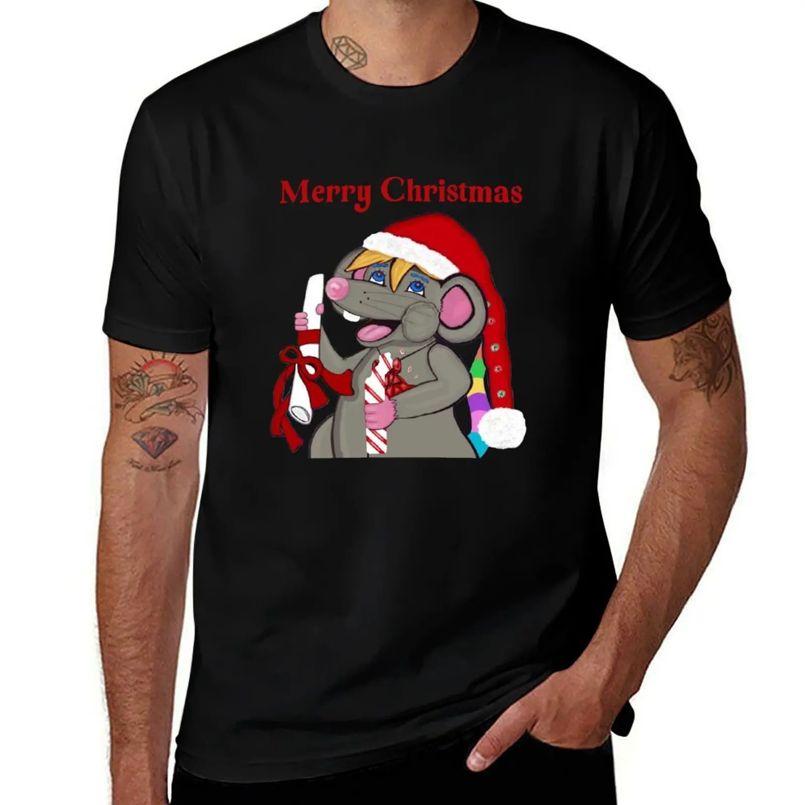 

Merry Christmas Rat T-Shirt essential t shirt t shirts with prints cotton t shirts man 100% T-Shirt