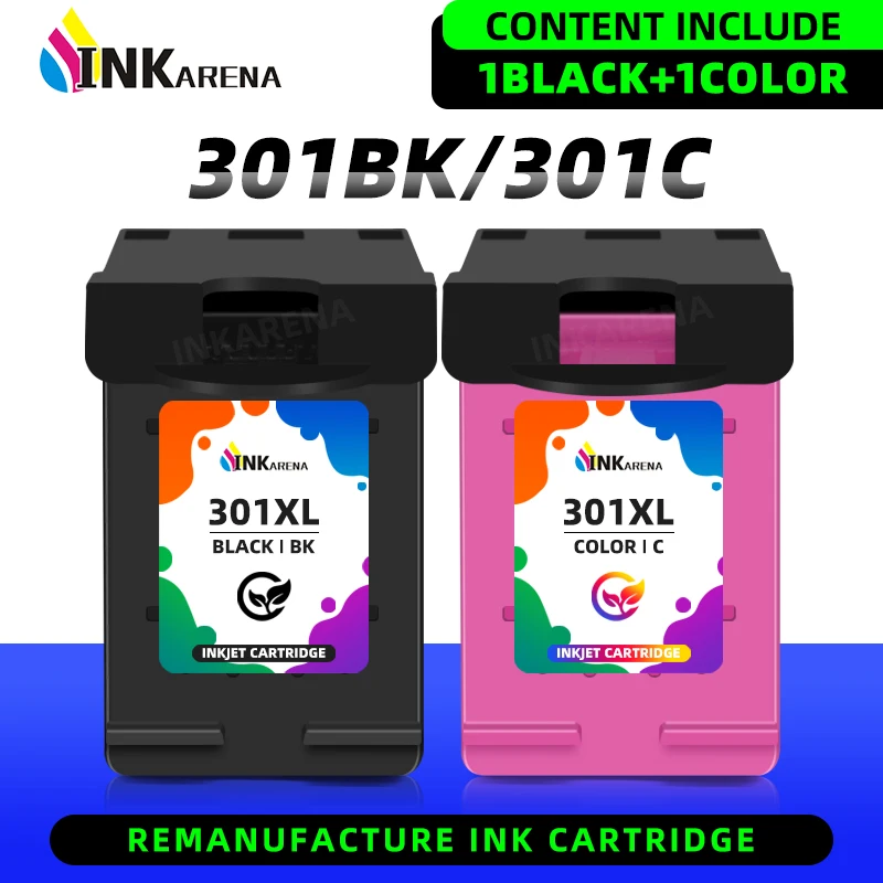 

Inkarena 301 XL Remanufactured For HP 301 301XL Ink Cartridge For HP301 Envy 5530 Deskjet 2050 2540 2510 1000 1050 Printer