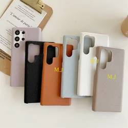 Phone Case for Samsung s23 s22 s24 ultra s21 plus s20 note 20 10 pro s25 Personalize Customize Name Letter Grain Leather Cases