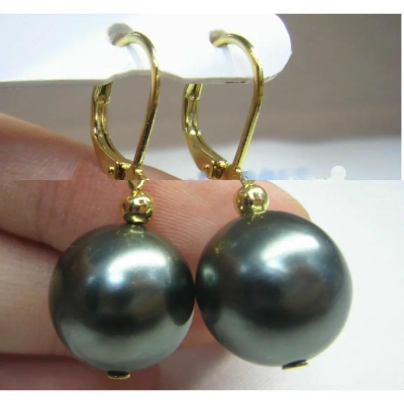 Impresionantes pendientes de perlas negras naturales del Mar del Sur AAA + 10-9mm, nuevos pendientes simples Vintage para mujer, oro de 14k -