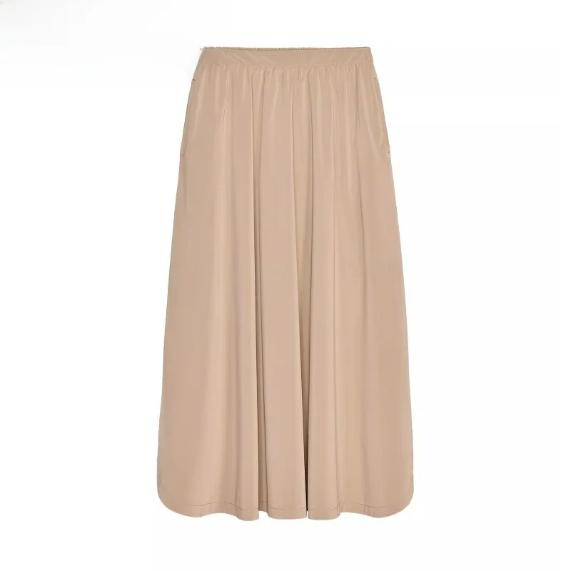 

High Waist Midi Vest ort Sve round Ne Summer New Women's Faion Commute Sle Color Pure Calf Length Vest