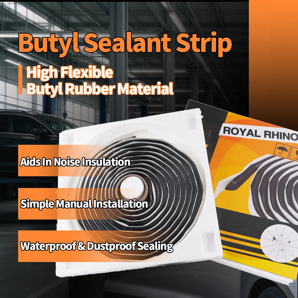 Butyl Rubber Tape 4.5M 9mm Sealant Strip Non‑Curing Rubber Rope Headlight Reseal Taillight Car Door Speaker Repair Accessories