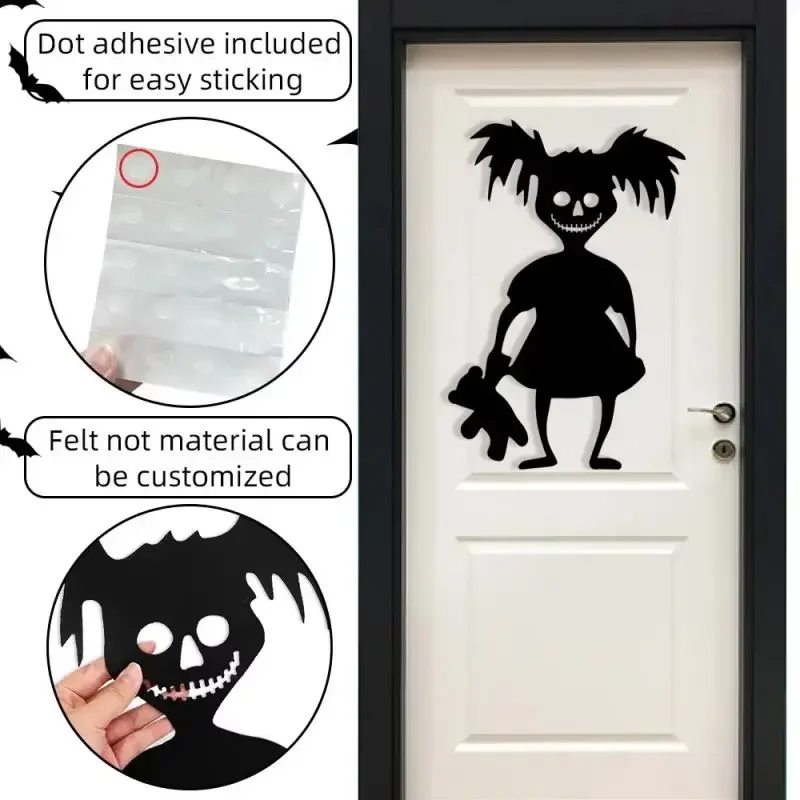 Halloween Skull Pumpkin Demon Stickers Pumpkin Demon Horror Shadow Felt Wall Stickers Wall Horror Demon Shadow Sticker