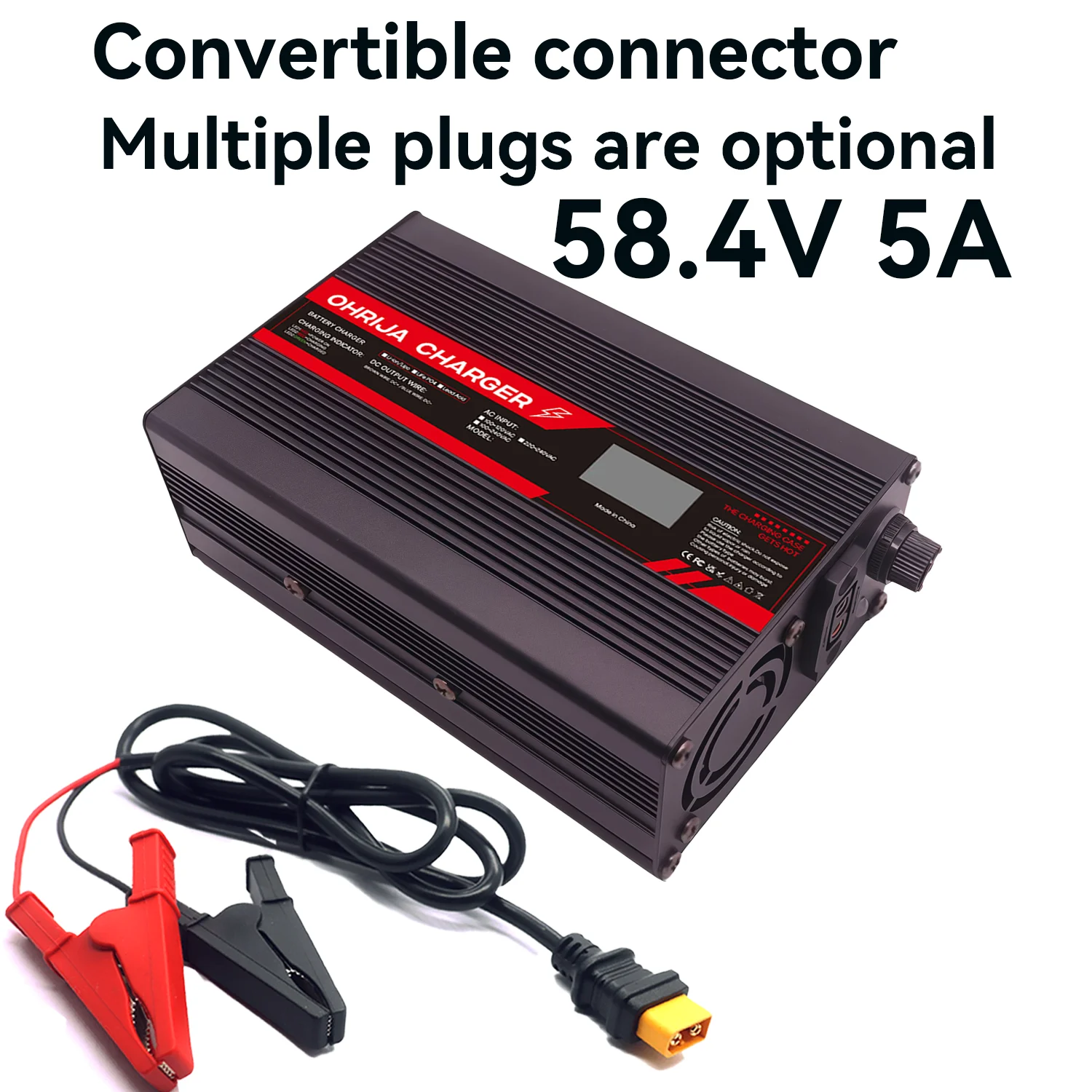 

58,4 В 5 А LiFeP04 Зарядное устройство для аккумулятора Кабриолетовый разъем Зарядное устройство для дисплея 16 струн 51,2 В Рассеивание тепла с высокой совместимостью