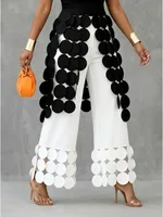 Bonboho Women's White Wide Leg Cropped Pants with 3D Circular Disc Hem Elastic Waist Casual Trousers 2026 Summer Casual Pants