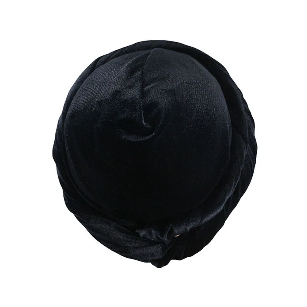 2023 Velvet Halo Turban for Men Satin Lined Turbans Soft Twist Head Wrap Silky Lined Durags Street Hip Hop Male Bonnet Hat