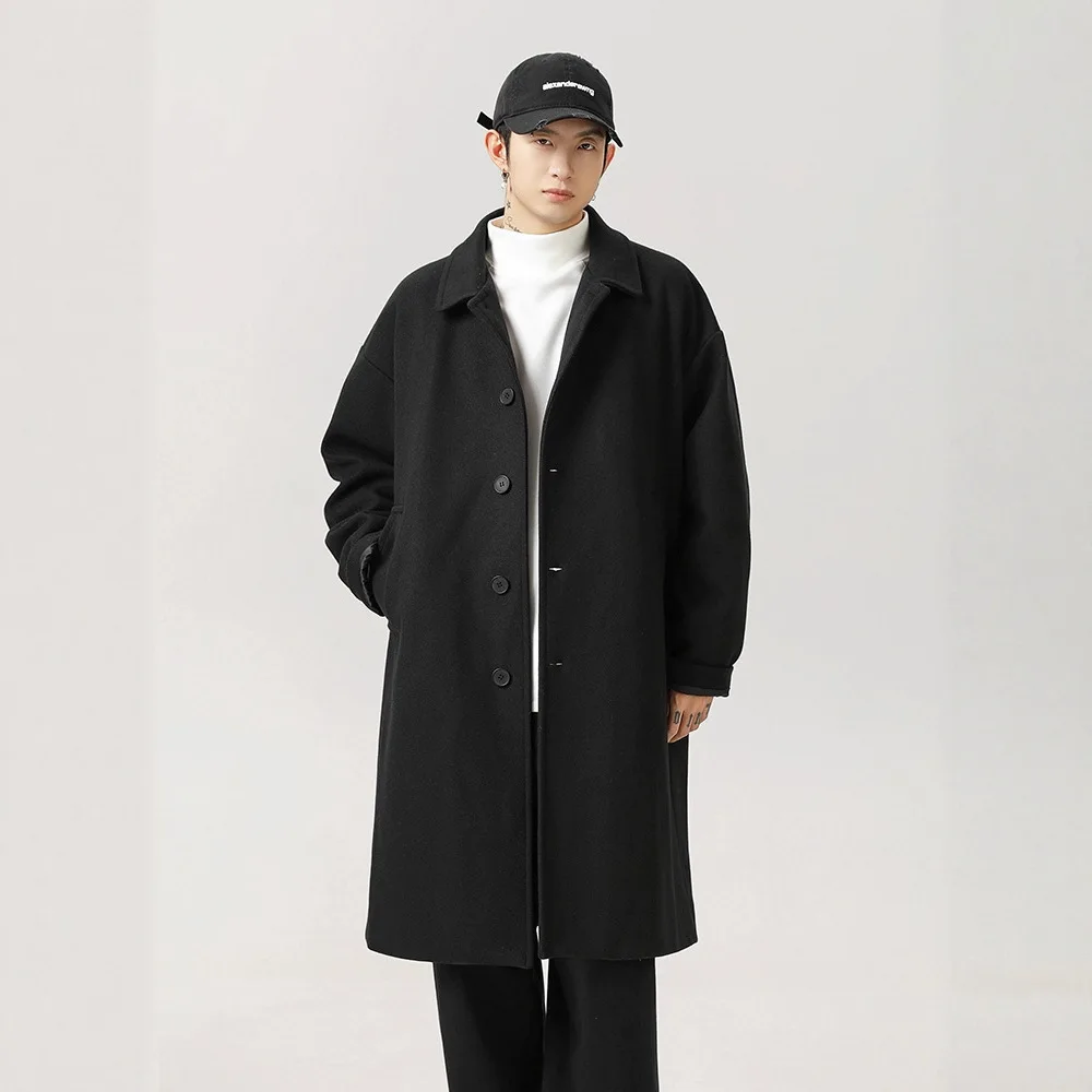 

Wool Blend Coat Man Check Keyhole Neck Peephole Slit Opening Clean Basic Essential Fundamental Principal Primary Main Central Bf