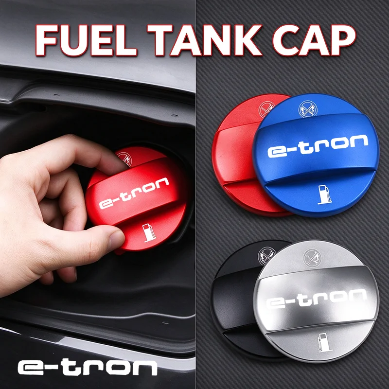 3D Metal Alloy Car Fuel Tank Cap Cover For Audi E-TRON Frosted Petrol Box Lid Trim Badge Anti Scratch Exterior Accessories