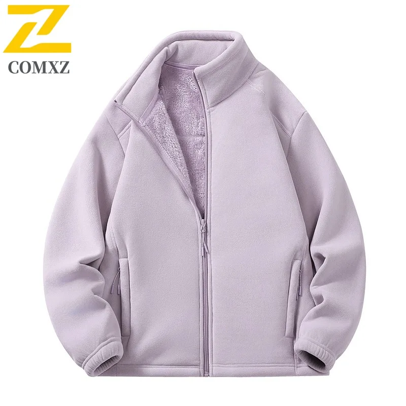 

COMXZ уличная куртка на флисовой подкладке для мужчин, утолщенное дорожное ветрозащитное пальто, однотонное пальто с воротником-стойкой, зимняя новая мужская одежда
