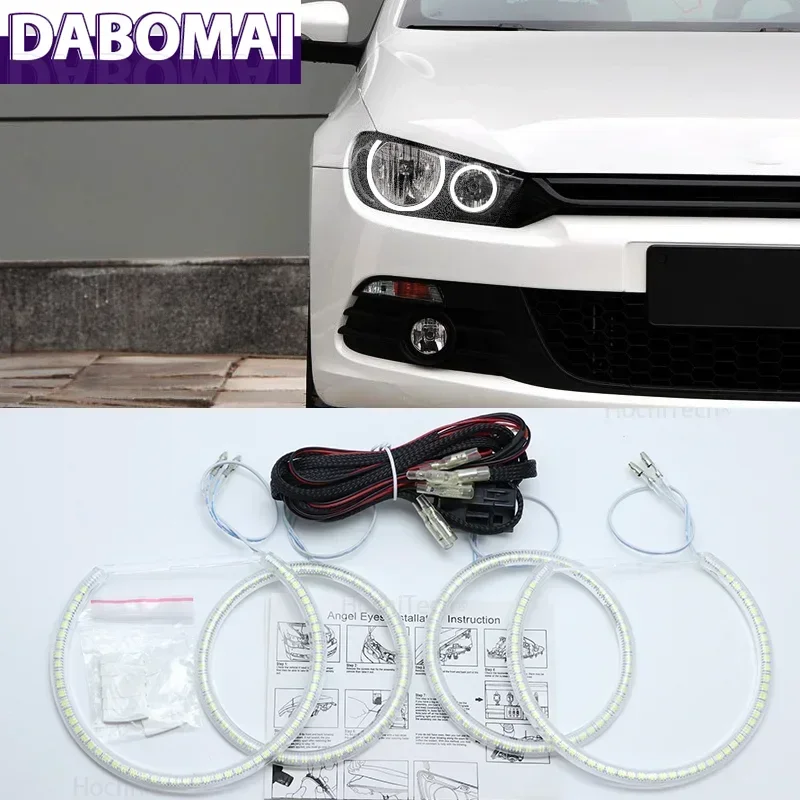 

Дневные ходовые огни (ДХО) для Volkswagen VW Scirocco 2008-2013, без проектора, сверхъяркие, белые, SMD LED, комплект Angel Eyes