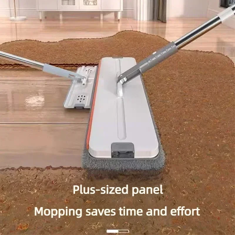 360-Degree Rotating Hand Free Mop, 33cm Flat Floor Cleaning System with Bucket, Washable Microfiber Lazy Cleaning Tool for Home