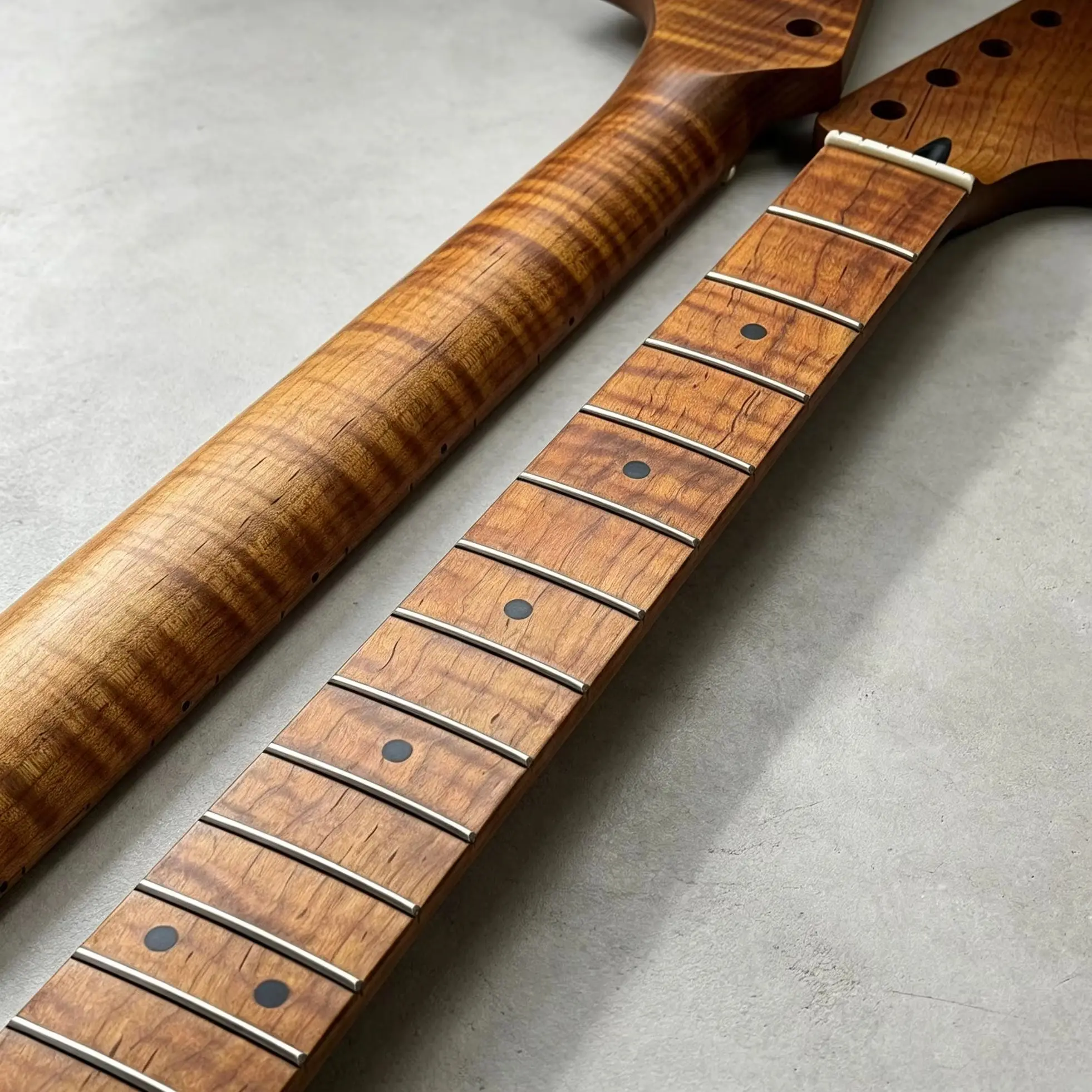 big-head-roasted-flame-maple-guitar-neck-stainless-steel-frets-dot-mark-diy-electric-guitar-neck-replacement-accessory