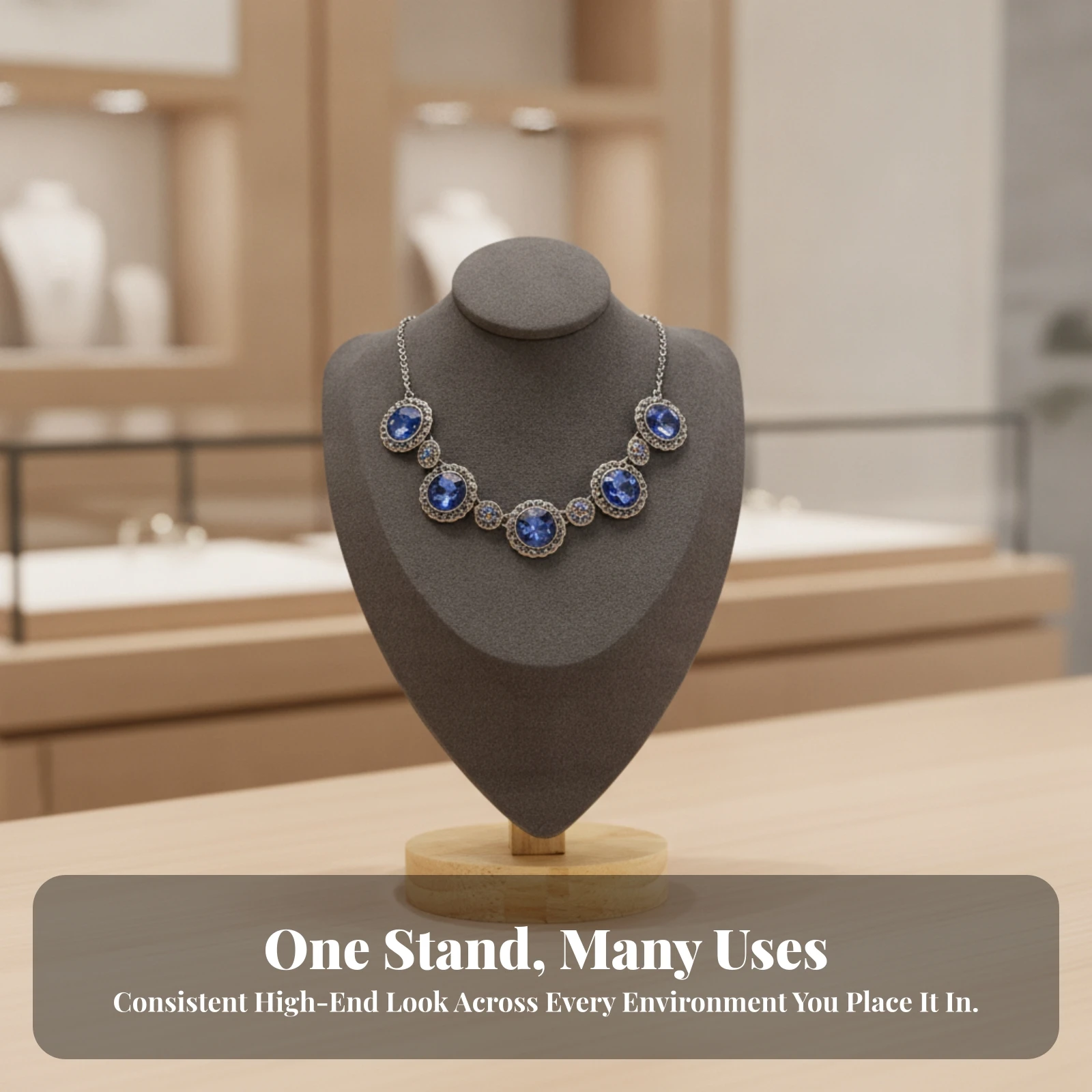 Necklace Display Bust with Wooden Base Professional Portrait Neck Form Holder Jewelry Torso Form Matte Pendant Holder Upright