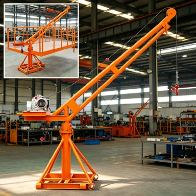 Self-Propelled Telescopic Boom Crane – 1Ton Electric Hoist, Portable Floor Crane with Anti-Tip Stability, Ideal for Heavy Load